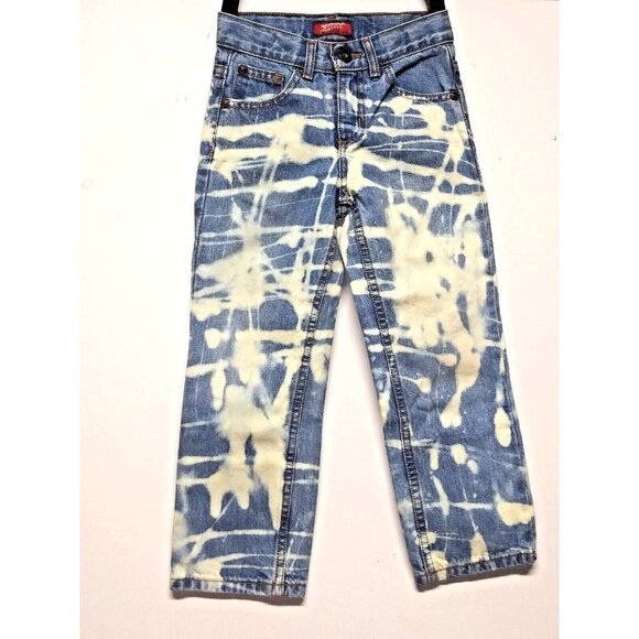 Arizona Jean Co Boys Jeans Sz 7 Bleached Adjustable waist Straight Leg Baggy EUC - Picture 1 of 6